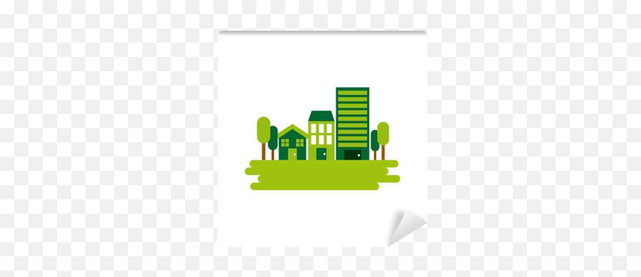 Wall Mural Green City Icon Over White Background Colorful - Sustainability White Background Png,Town Icon