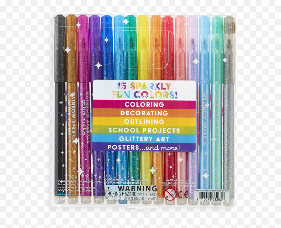 Rainbow Sparkle Glitter Markers Set Of 15 - Kira Glitter Markers Png,Make Your Own Glitter Icon
