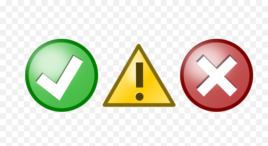 Download Hd Tick Asterisk Cross Red Green Yellow Check - Ok Warning Error Icons Png,Red Check Mark Png
