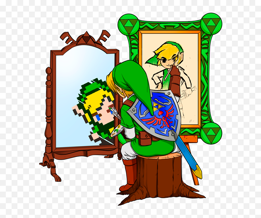 Parody Of Zelda Link Self Portrait - Norman Rockwell Style Norman Rockwell Self Portrait Thanos Png,Wind Waker Icon