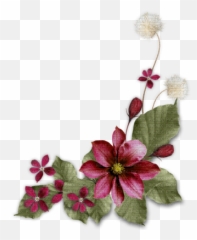 Minou Dark Red Flower Corner - Download Memories Frame Png