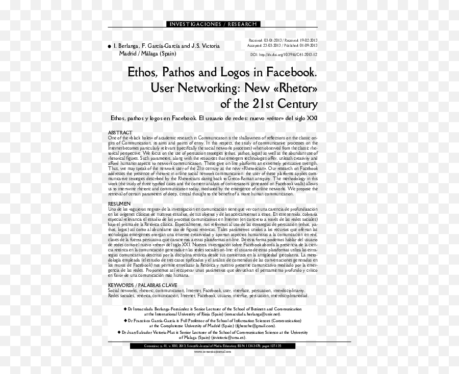 Pdf Ethos Pathos Logos En Facebook Inmaculada Berlanga - Document Png,Images Of Facebook Logos