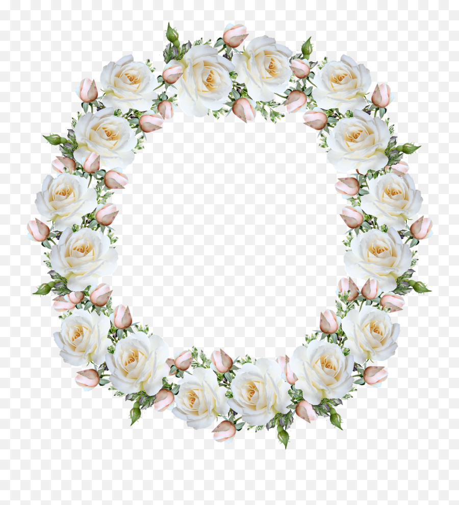 Wreath Frame Border - Free Image On Pixabay Bingkai Lingkaran Bunga Putih Png,White Wreath Png