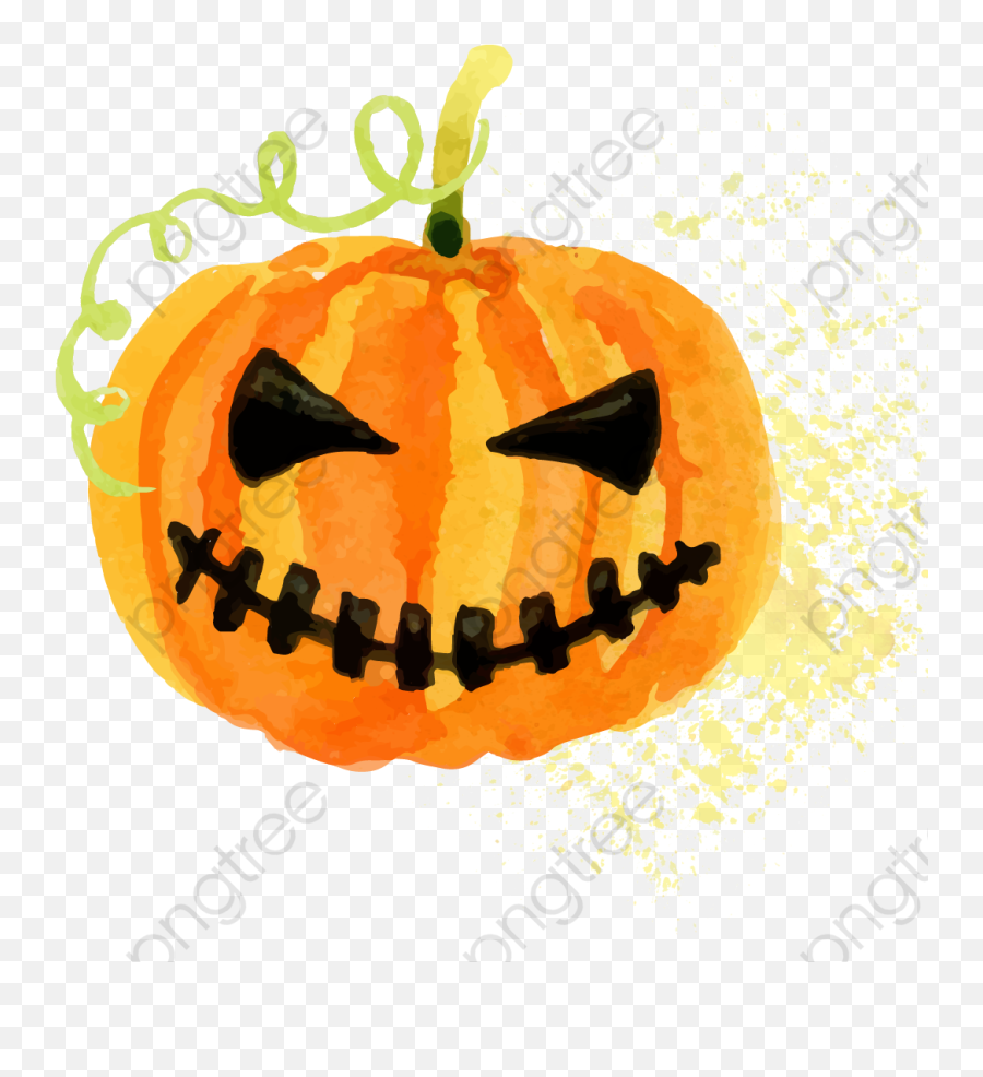 Real Pumpkin Png - Pumpkin Clipart Realistic Calabaza De Watercolor Halloween Pumpkin Png,Halloween Pumpkin Png