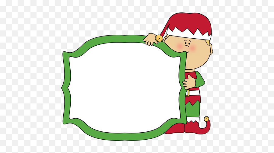 Christmas Elf Holding A Blank Sign - Christmas Elf Page Clip Art Kids Christmas Border Png,Blank Sign Png