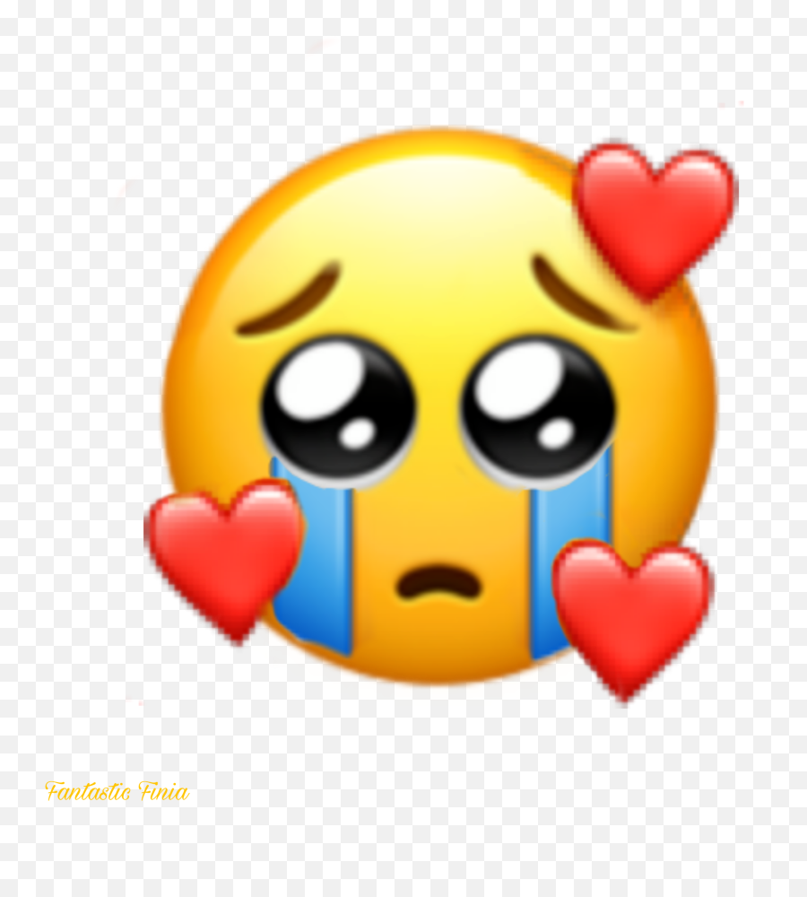 Emoji Sad Heart Eyes Sticker - Pleading Emoji With Hearts Png,Heart Eye Emoji Transparent