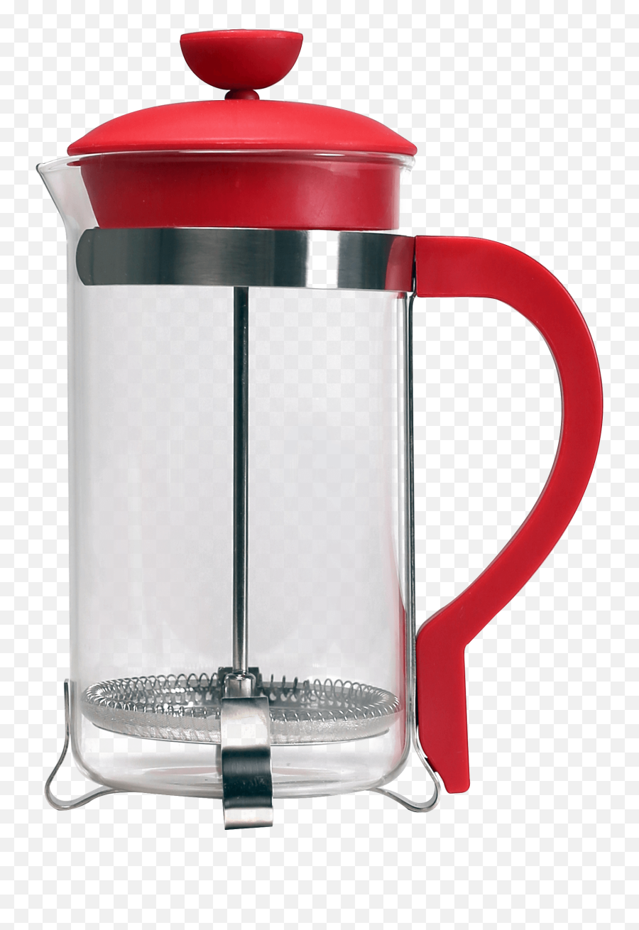 Stainless Steel Espresso Coffee Maker With Silicone Handle - Red French Press Png,Cup Of Coffee Transparent Background