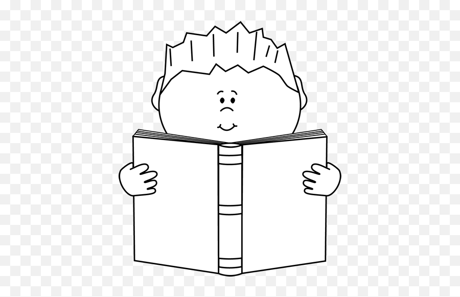 Book Clipart Black And White Png 5 Image - Kid Reading Book Outline,Books Clipart Png