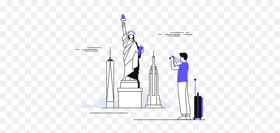 Statue Of Liberty Icon - Download In Colored Outline Style Vertical Png,Statue Of Liberty Icon Png