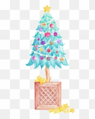 Download Cartoon Cute Christmas Tree Png Transparent - Thank