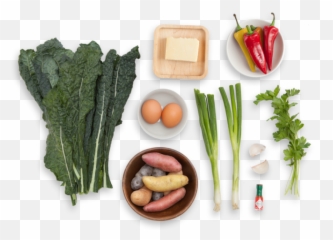 Download Fingerling Potato U0026 Kale Hash With Baked Eggs - Vegetarian Cuisine Png,Kale Png