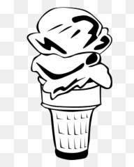 Icecream Cone Png Black And White Transparent - Cream Clip Art