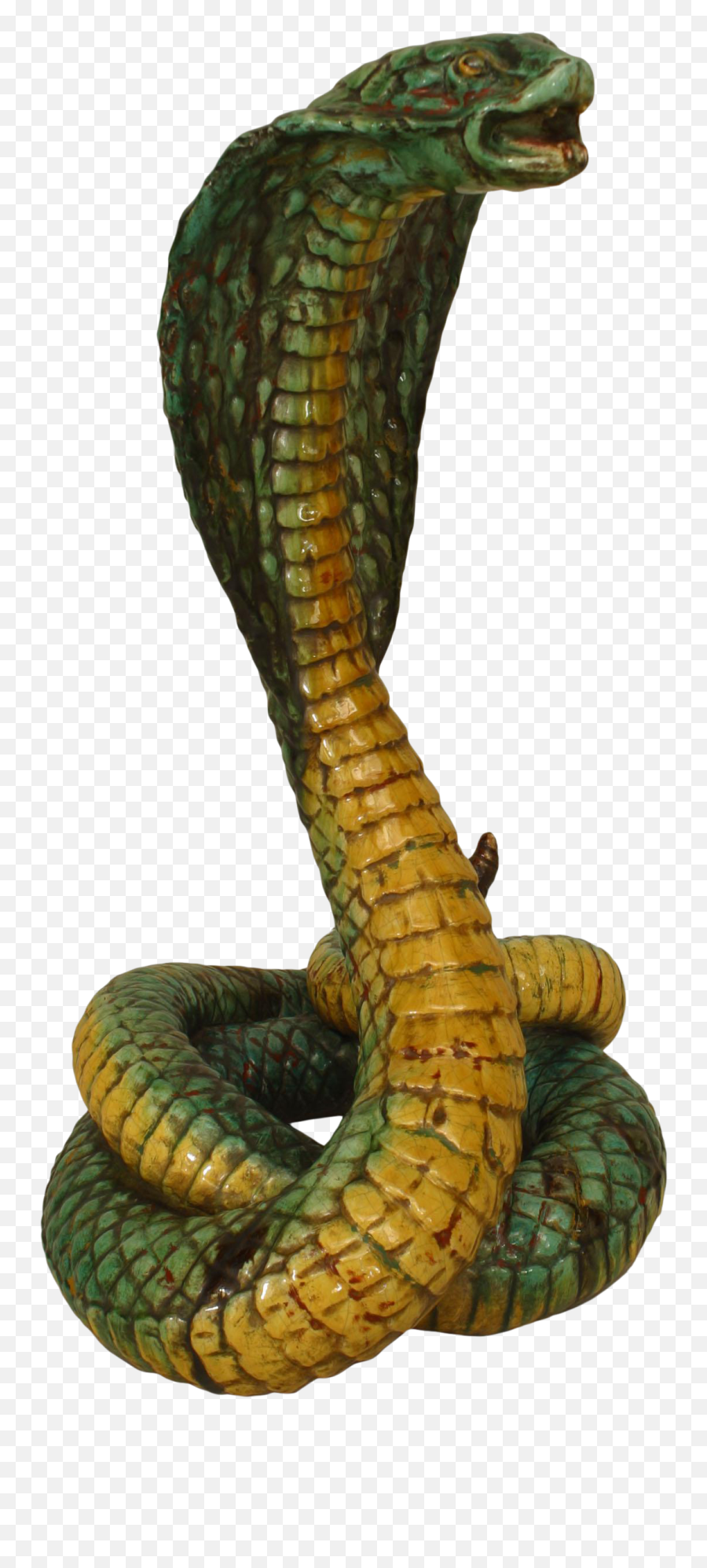 Middle Eastern Large Majolica Cobra Snake Sculpture - King Cobra Png,King Cobra Png