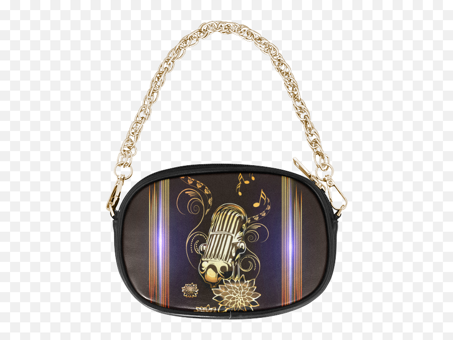Download Music Golden Microphone Chain Purse - Gold Star Handbag Png,Gold Microphone Png