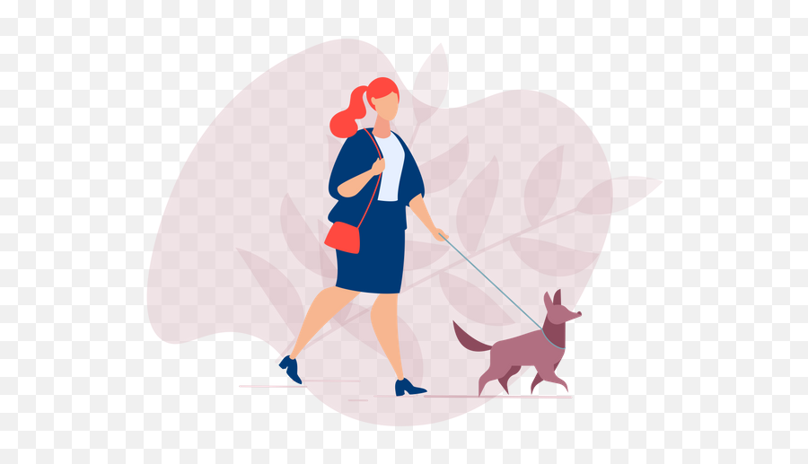 Premium Lady Walking With Dog Illustration Download In Png U0026 Vector Format - Leash,People Walking Dog Png