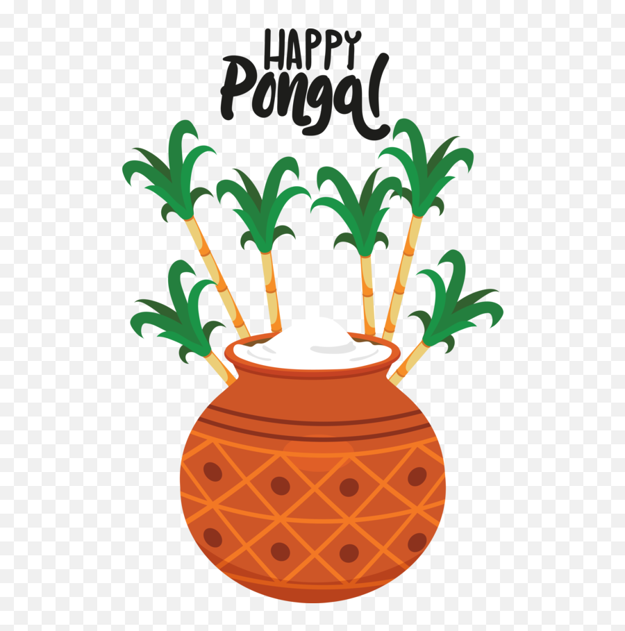 Flowerpot Ananas For Thai Pongal - Sathya Sai Pongal Wishes Png,Pineapple Transparent