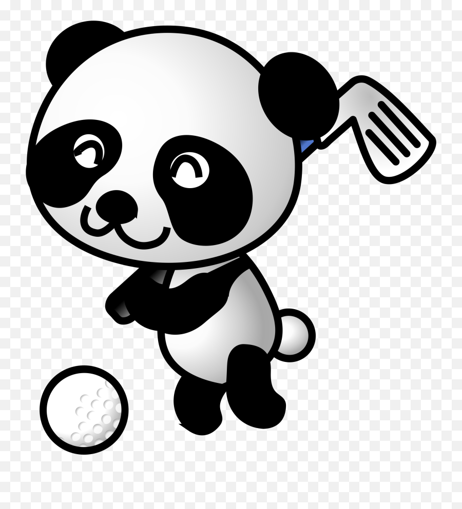 Panda Clipart Cute Cartoon Transparent - Panda Playing Golf Png,Cute Panda Png