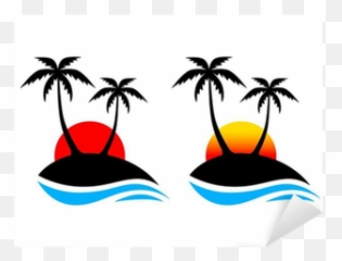 Sticker Palm Tree Icon - PIXERSUS Beach Free Clipart Sunset Trees png