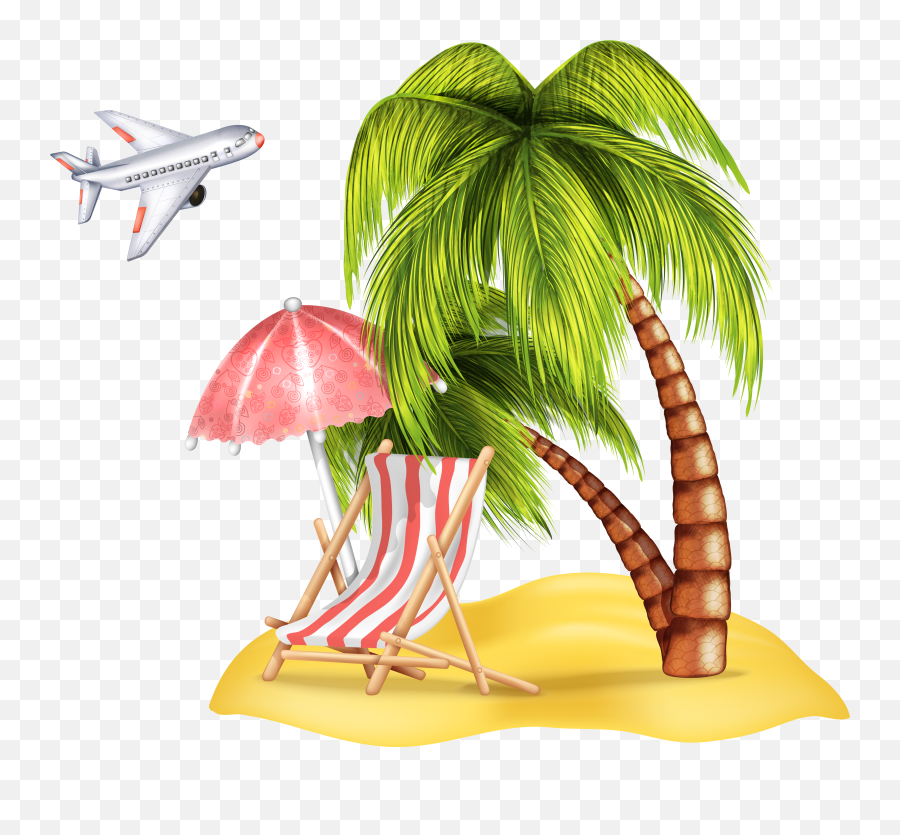 Palm Trees Clipart Png - Palm Tree Clipart Airplane Transparent Background Coconut Tree Clipart Png,Palm Tree Clipart Png