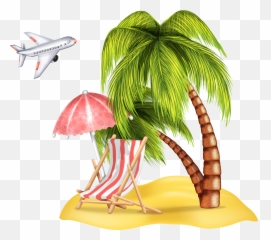 Palm Trees Clipart Png - Palm Tree Clipart Airplane Transparent Background Coconut Png