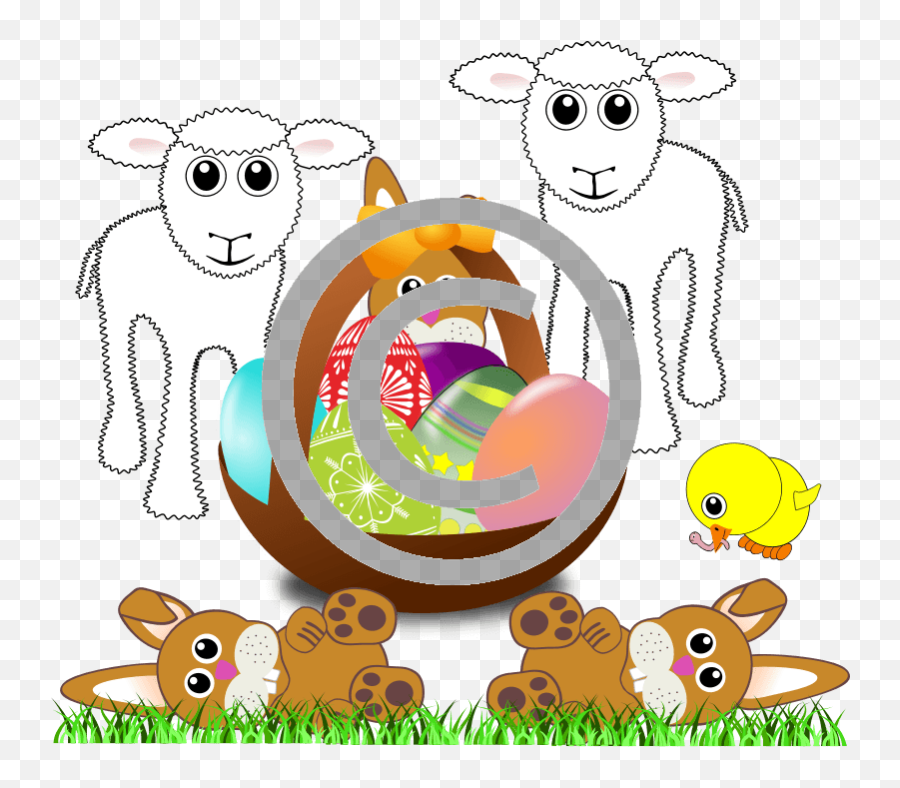 Easter Bunny With Eggs Sheep And Chick - Easter Egg Png,Chick Png