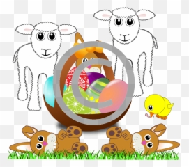 Easter Bunny With Eggs Sheep And Chick - Easter Egg Png,Chick Png