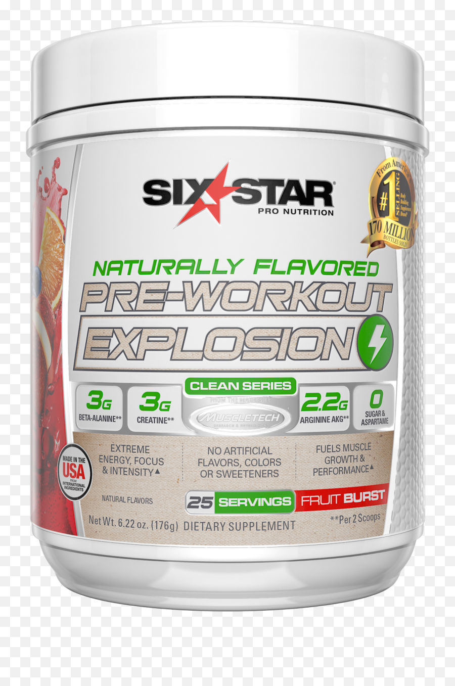 Pre Workout Supplement Powder Naturally Flavored For Women And Men Keto Friendly No Artificial Sweeteners Or Colors Explosive Energy Fruit - Cylinder Png,Color Explosion Png