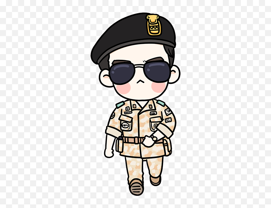 Download Wearing Korea Sunglasses Kang Drama Mo - Yeon Cartoon Descendants Of The Sun Png,Soldiers Png