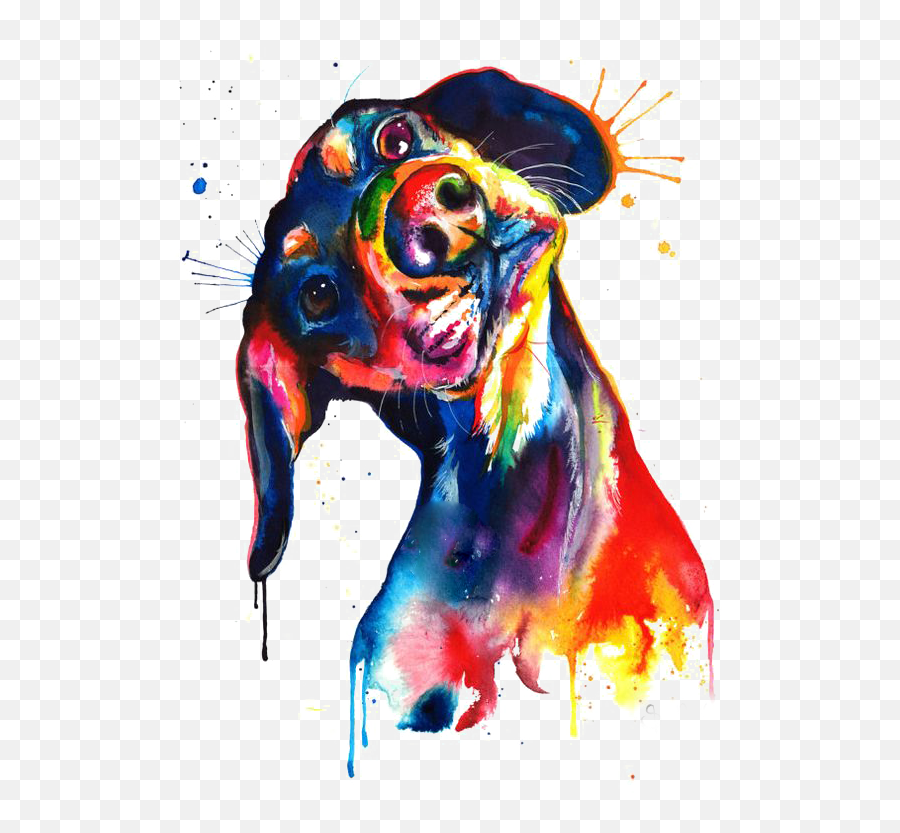 Download Canvas Watercolor Print Puppy Painting Dachshund - Colorful Dachshund Art Png,Dachshund Png