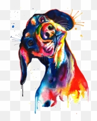 Download Canvas Watercolor Print Puppy Painting Dachshund - Colorful Dachshund Art Png,Dachshund Png