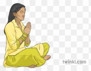 Download Free Png Hindu Woman Praying Illustration - Twinkl People Vector