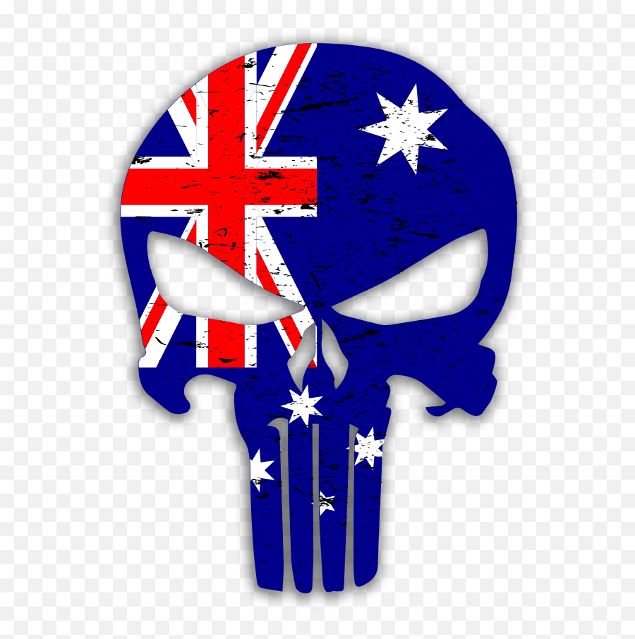 Details About Punisher Skull Australian Flag Pattern Decal Vinyl Sticker - Australian Punisher Skull Png,Punisher Logo Png