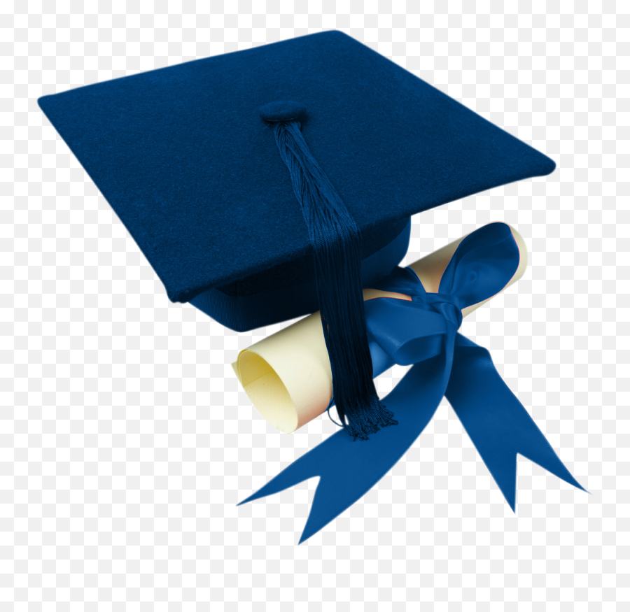 Download Gradcap - Blue Graduation Cap And Diploma Full Graduation Blue Hat Png,Diploma Png