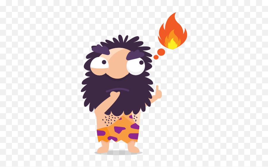 Cave Man Emoticon Emoji Sticker Thinking Fire Free - Inventor Png Cartoon,Thinking Emoji Transparent
