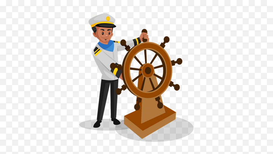 Best Premium Sailor Turning Ship With Steering Wheel - Indian Navy Day Cartoon Png,Ships Wheel Icon