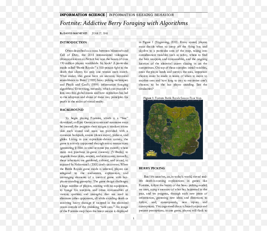 Pdf Fortnite Addictive Berry Foraging With Algorithms - Document Png,Fortnite Map Png