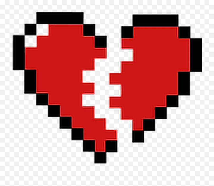 Download Hd Red Pixelated Broken Heart Redheart Brokenheart - 8 Bit Heart Png,Pixel Heart Png