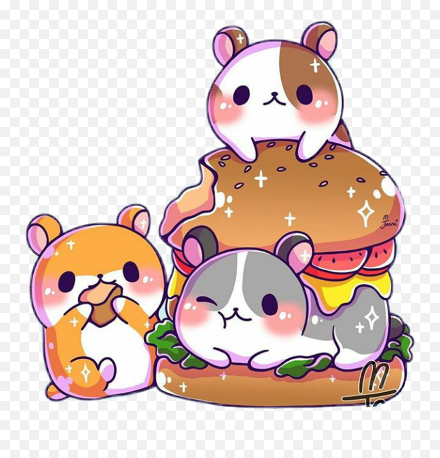 Cute Hamburger Kawaiifood Hamster Hamsters Hamst - Kawaii Kawaii Cute Hamster Drawings Png,Cute Png Images