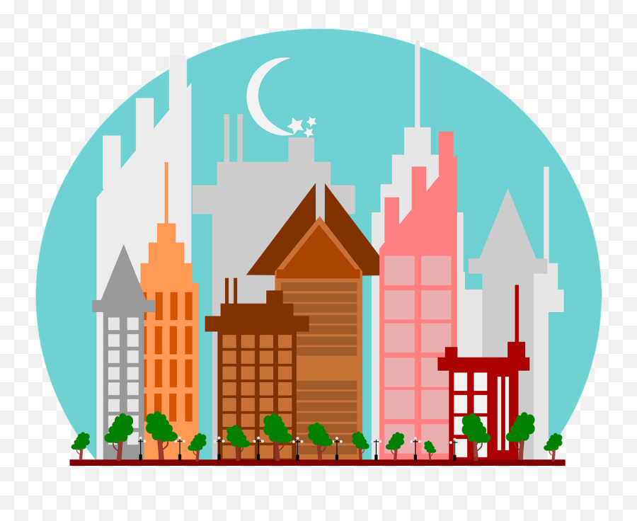 City Buildings Moon Skyscraper - Skyscraper Png,City Buildings Png