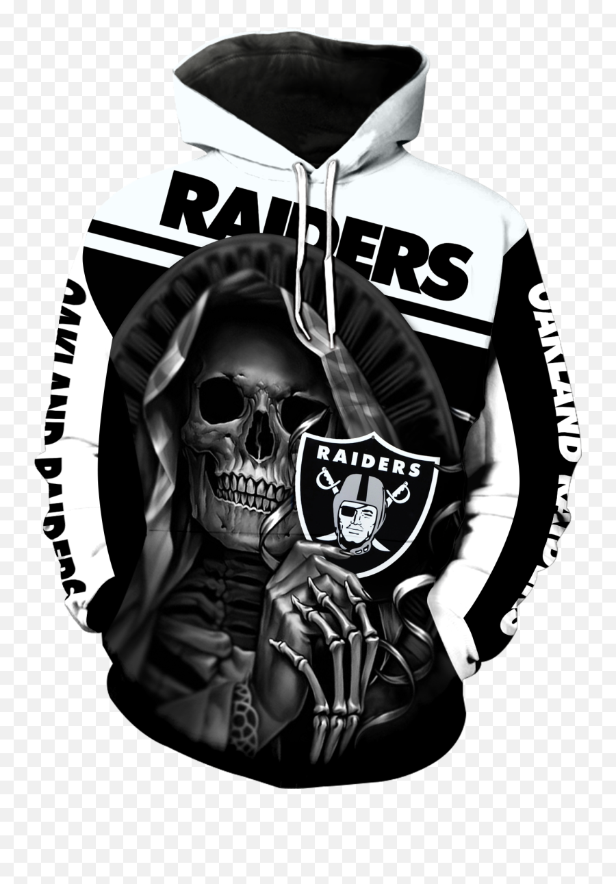 Oakland Raiders Skull New All Over - Skull Oakland Raiders Hoodie Png,Raiders Skull Logo