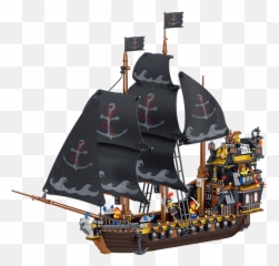 1334pcs Black Pearl Ship Boat Pirate Kingdom Caribbean Building Block Brick Toys - Lego Pirates Ship Png,Pirate Ship Logo