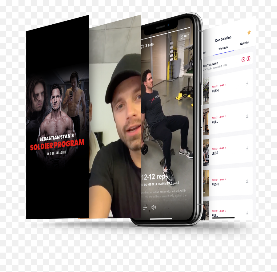 Don Saladino Celebrity Fitness App - Smartphone Png,Sebastian Stan Transparent