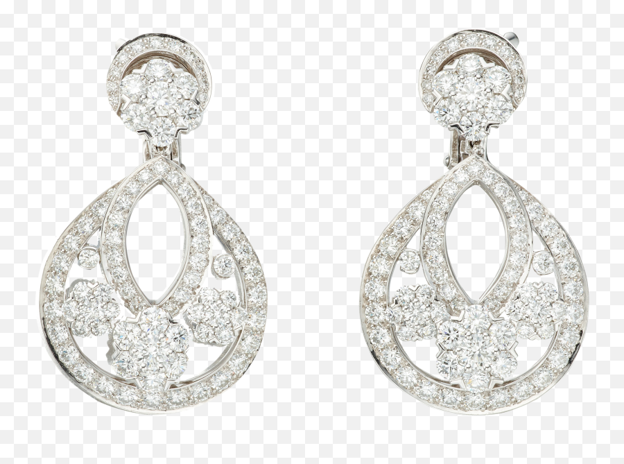 Pair Of Diamond Snowflake Earclips - Van Cleef Snowflake Earrings Png,Van Cleef Icon Rings