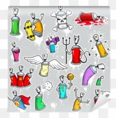 Wall Mural Graffiti Characters Icons Set - Pixersus Graffiti Characters Png,Gangsta Icon