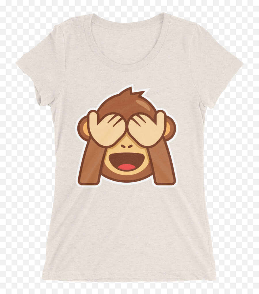 Monkey Emoji See No Evil Ladiesu0027 Short Sleeve T - Shirt Png,Monkey Emoji Png