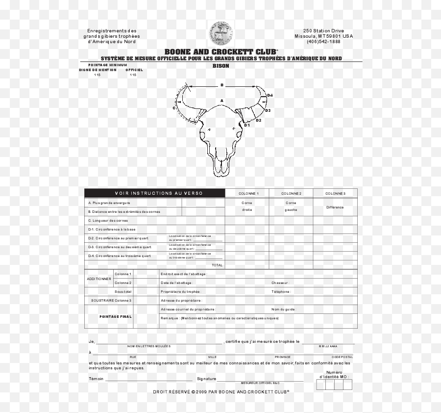 Download Bu0026c Score Charts In French Boone And Crockett Club - Document Png,Bison Icon