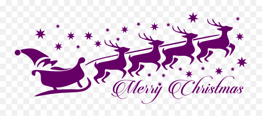Png Santa Reindeer Typography - Purple Christmas Clip Art,Santa And Reindeer Png