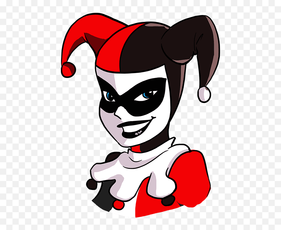 Harley Quinn Drawing Cartoon - Cartoon Harley Quinn Face Drawing Png,Harley Quinn Transparent