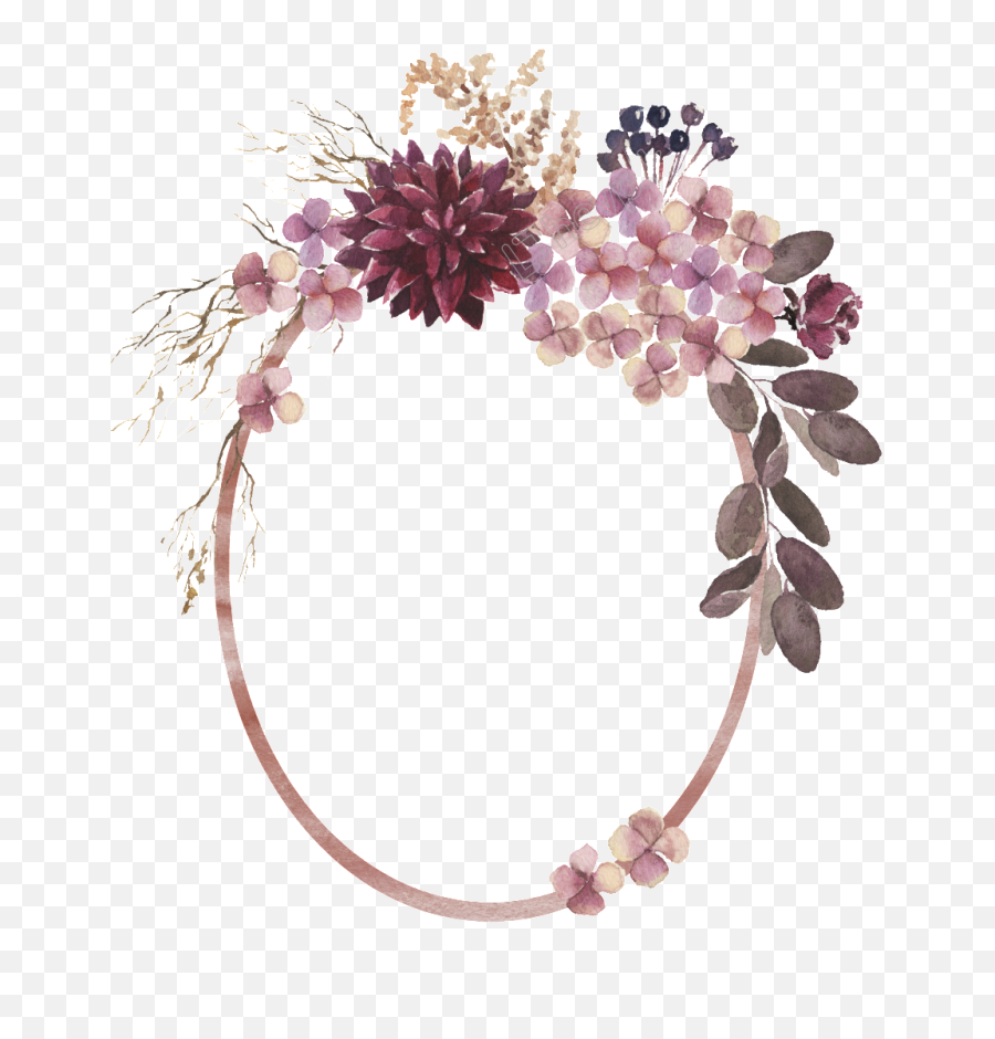 Burgundy Watercolor Flowers Png Images - Purple Flower Wreath Watercolor Png,Watercolor Flowers Png