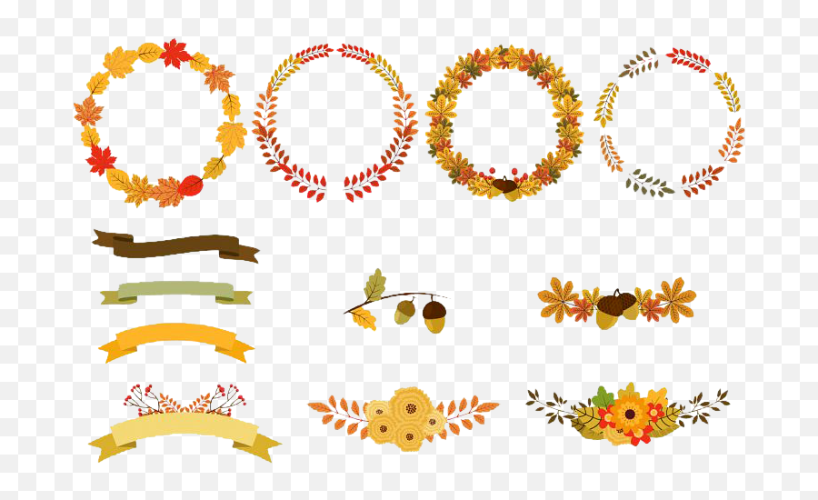 Wreath Autumn Flower Clip Art - Fall Border Stock Png,Fall Border Transparent